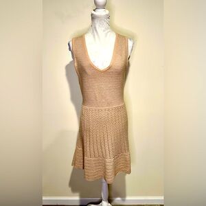 Nine West Sleeveless Beige Knit Dresss. Has gold sparkles all through.